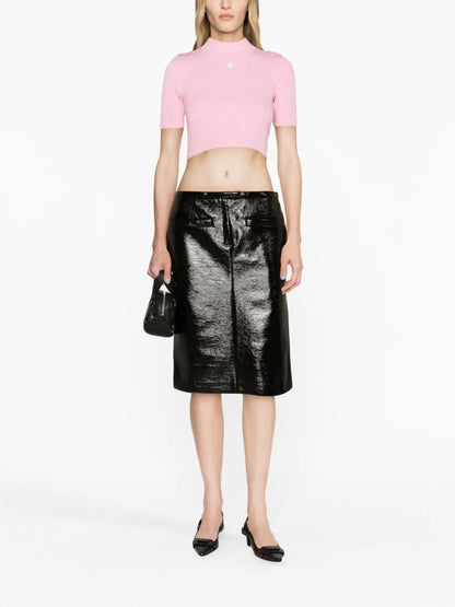 Low-Rise Vinyl Midi Skirt