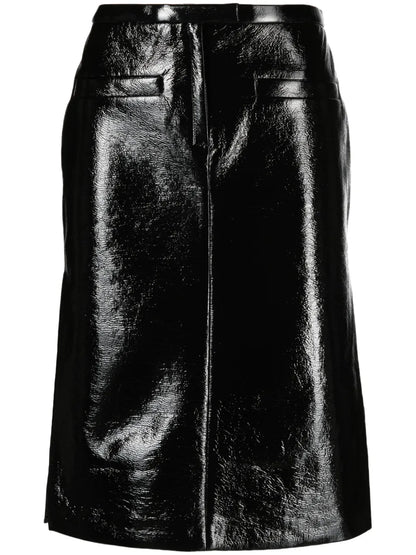 Low-Rise Vinyl Midi Skirt
