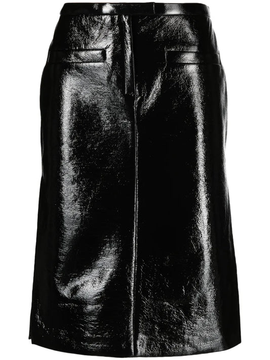 Low-Rise Vinyl Midi Skirt