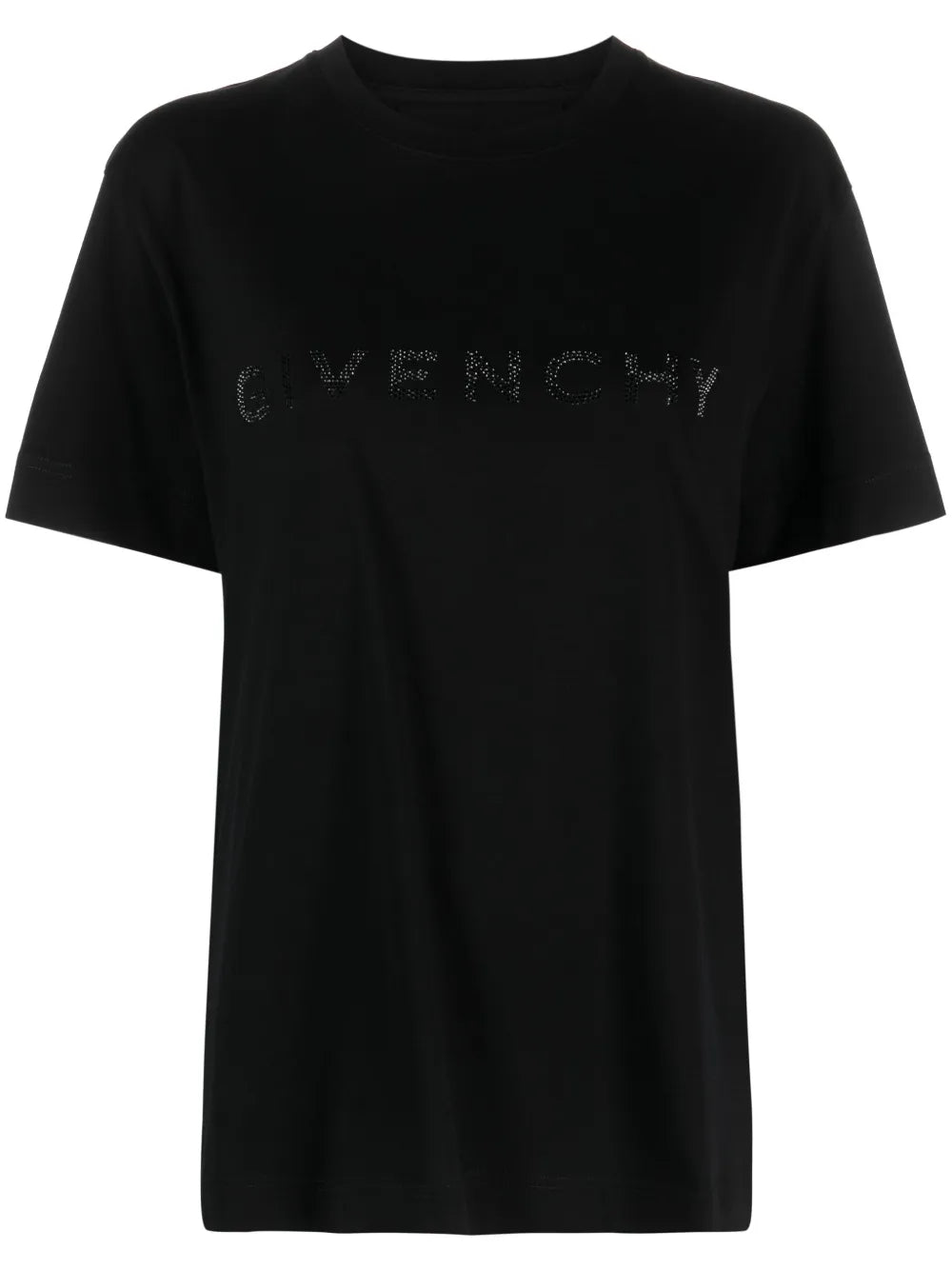 Rhinestone-Embellishment Cotton T-Shirt