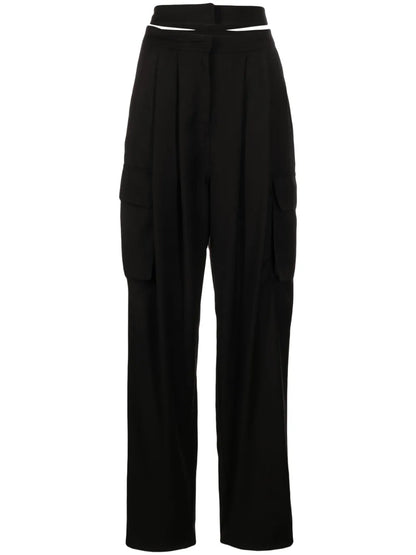Pleated Cut-Out Cargo Trousers