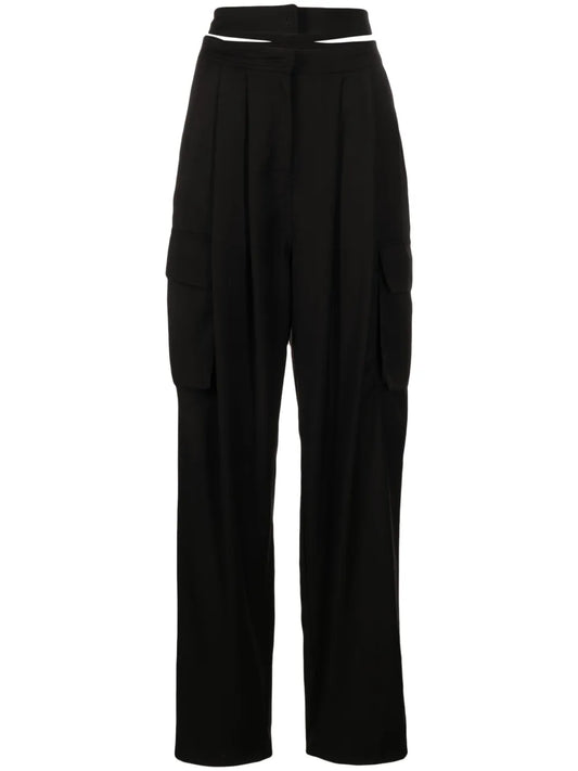Pleated Cut-Out Cargo Trousers