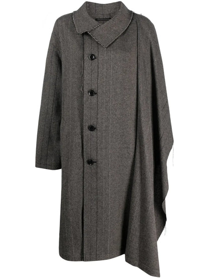 Herringbone-Pattern Asymmetric Coat