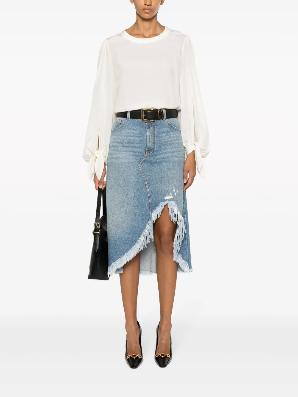 Puff-Sleeve Organic Silk Blouse