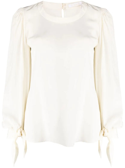 Puff-Sleeve Organic Silk Blouse