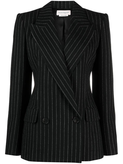 Striped Double-Breasted Blazer