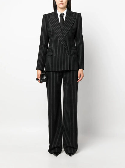 Striped Double-Breasted Blazer
