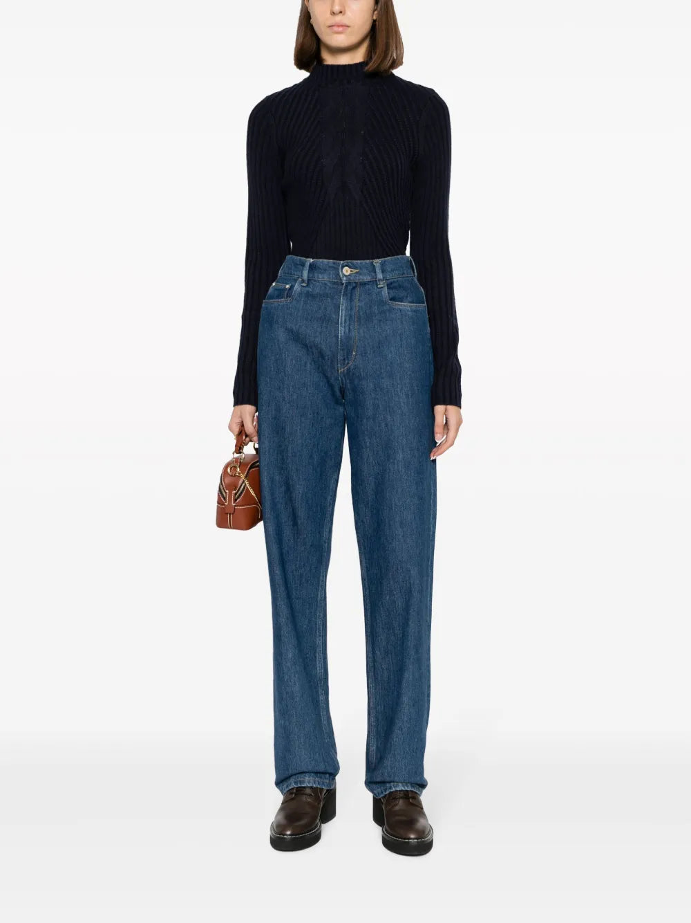 Mock-Neck Ribbed Jumper