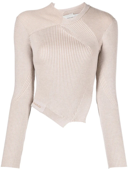 Cut-Out Detailing Ribbed-Knit Jumper