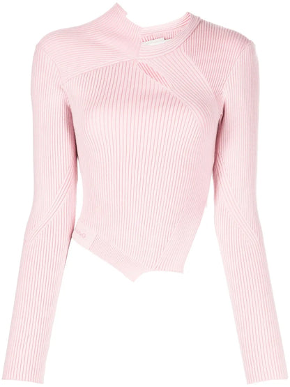 Cut-Out Detailing Ribbed-Knit Jumper