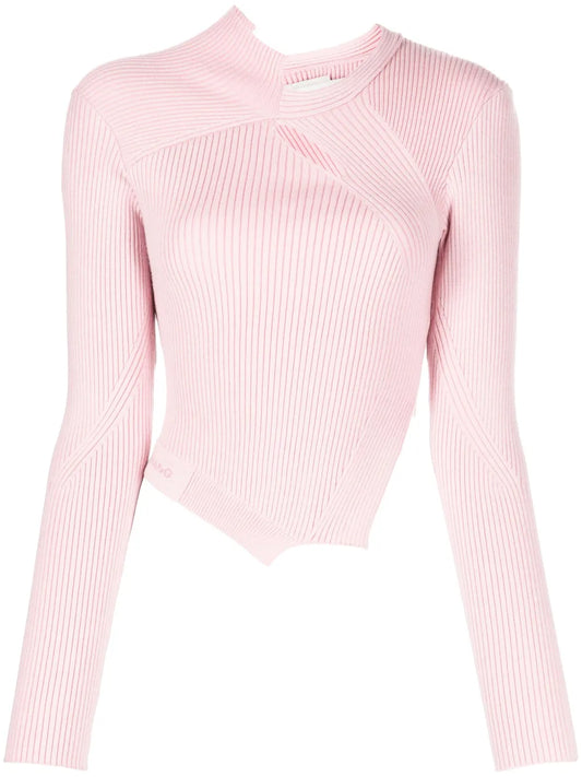 Cut-Out Detailing Ribbed-Knit Jumper