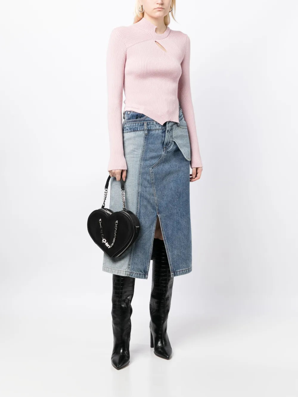 Cut-Out Detailing Ribbed-Knit Jumper