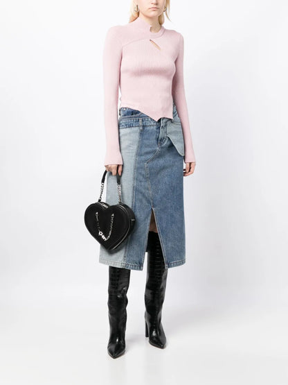 Cut-Out Detailing Ribbed-Knit Jumper