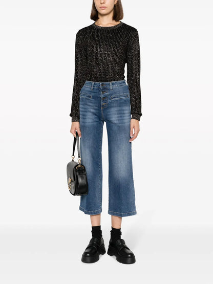 Crew-Neck Monogram-Jacquard Jumper