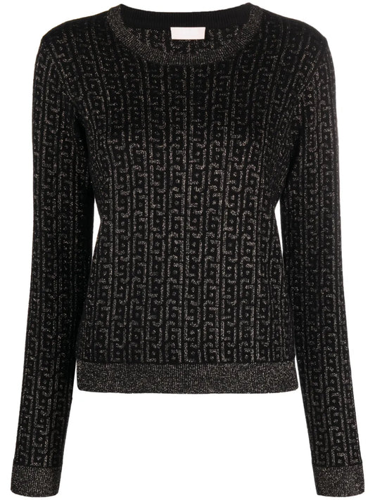 Crew-Neck Monogram-Jacquard Jumper