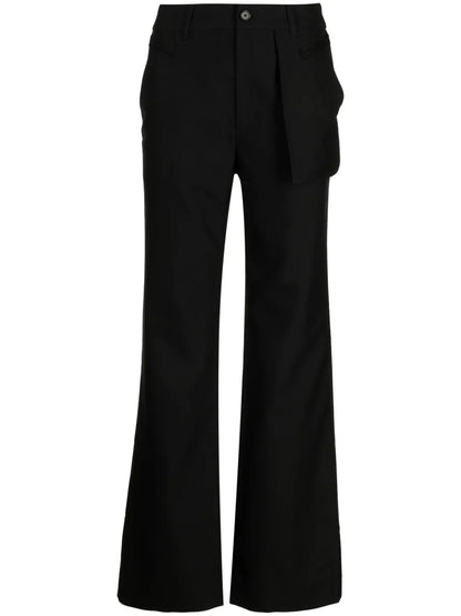 Mid-Rise Button-Fastening Flared Trousers