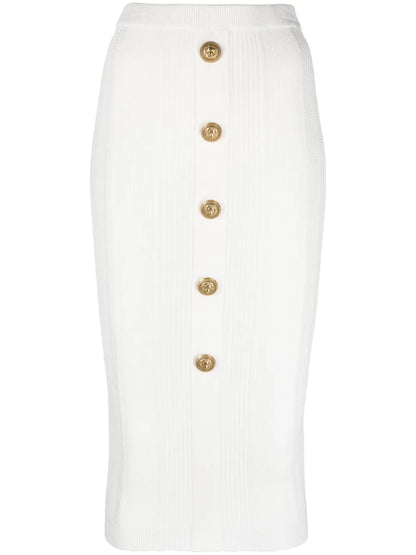 Ribbed-Knit Midi Skirt