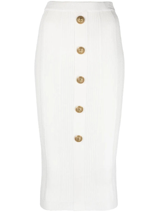 Ribbed-Knit Midi Skirt
