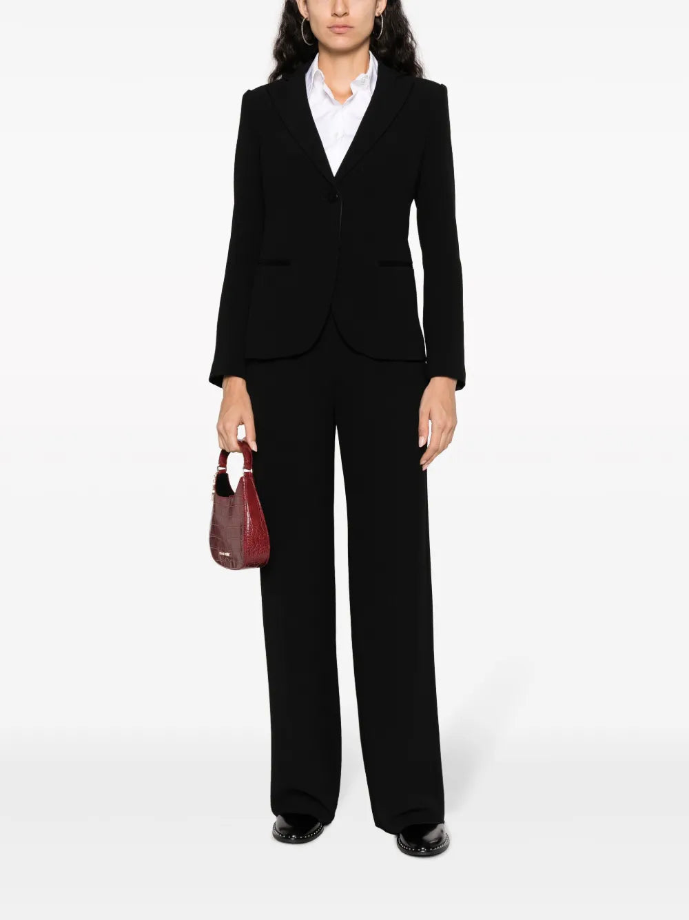 Satin-Trim Single-Breasted Blazer