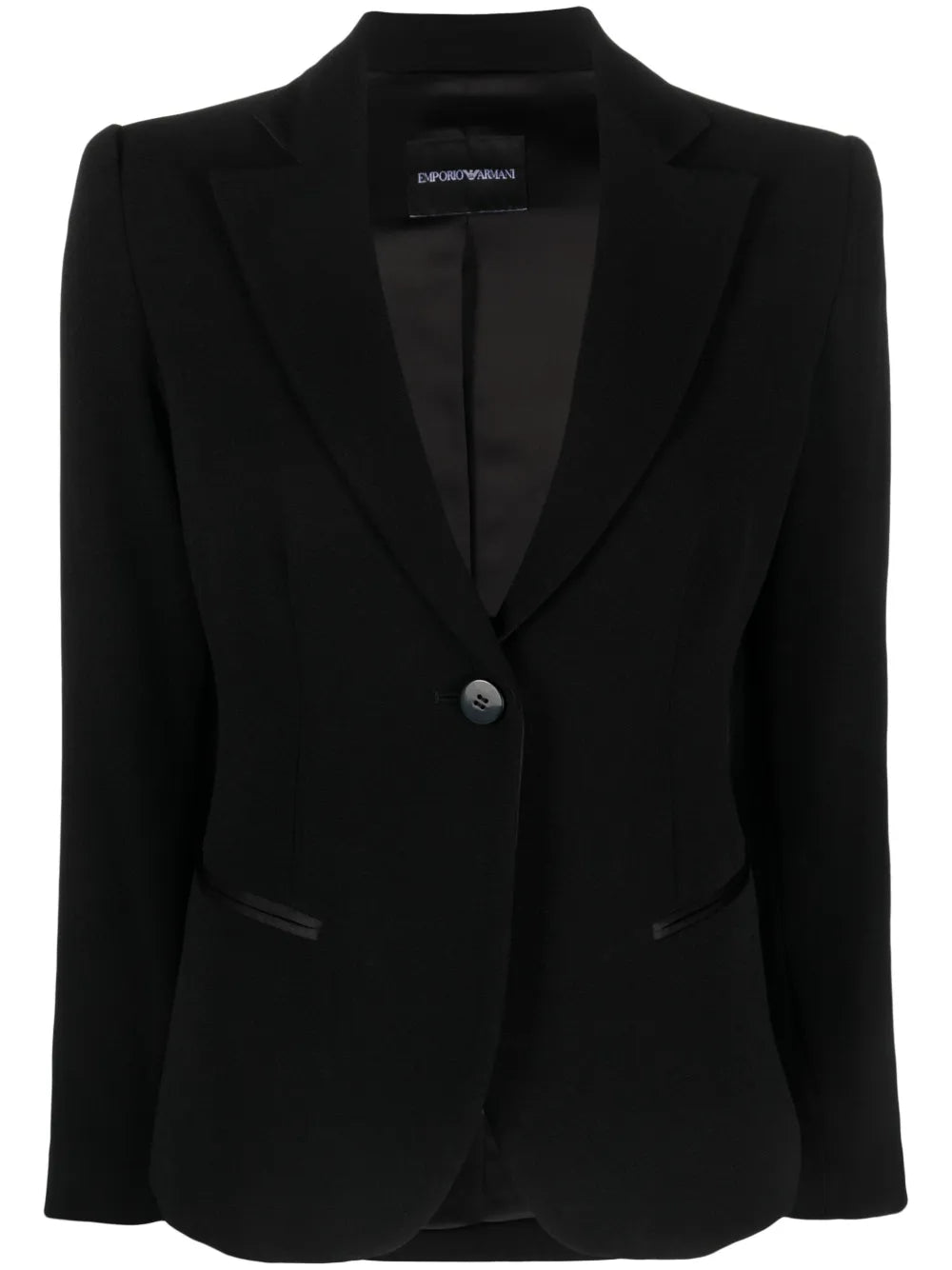 Satin-Trim Single-Breasted Blazer