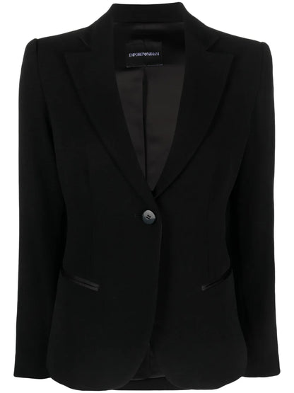 Satin-Trim Single-Breasted Blazer