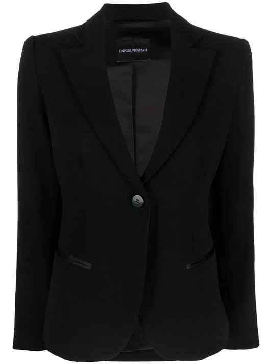 Satin-Trim Single-Breasted Blazer