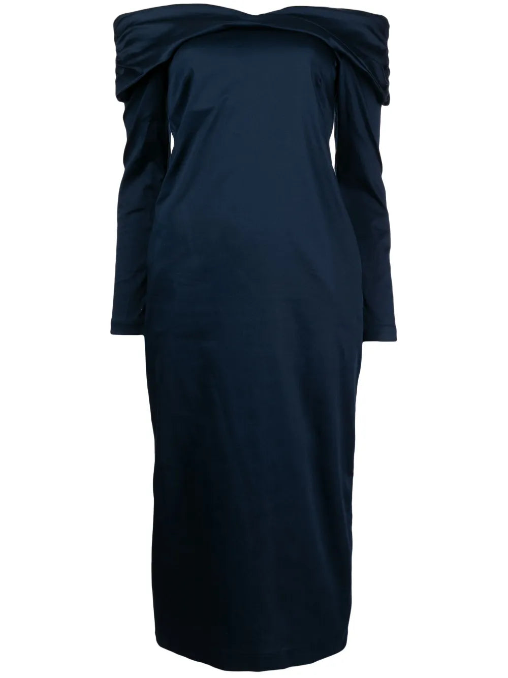 Off-Shoulder Long-Sleeve Midi Dress