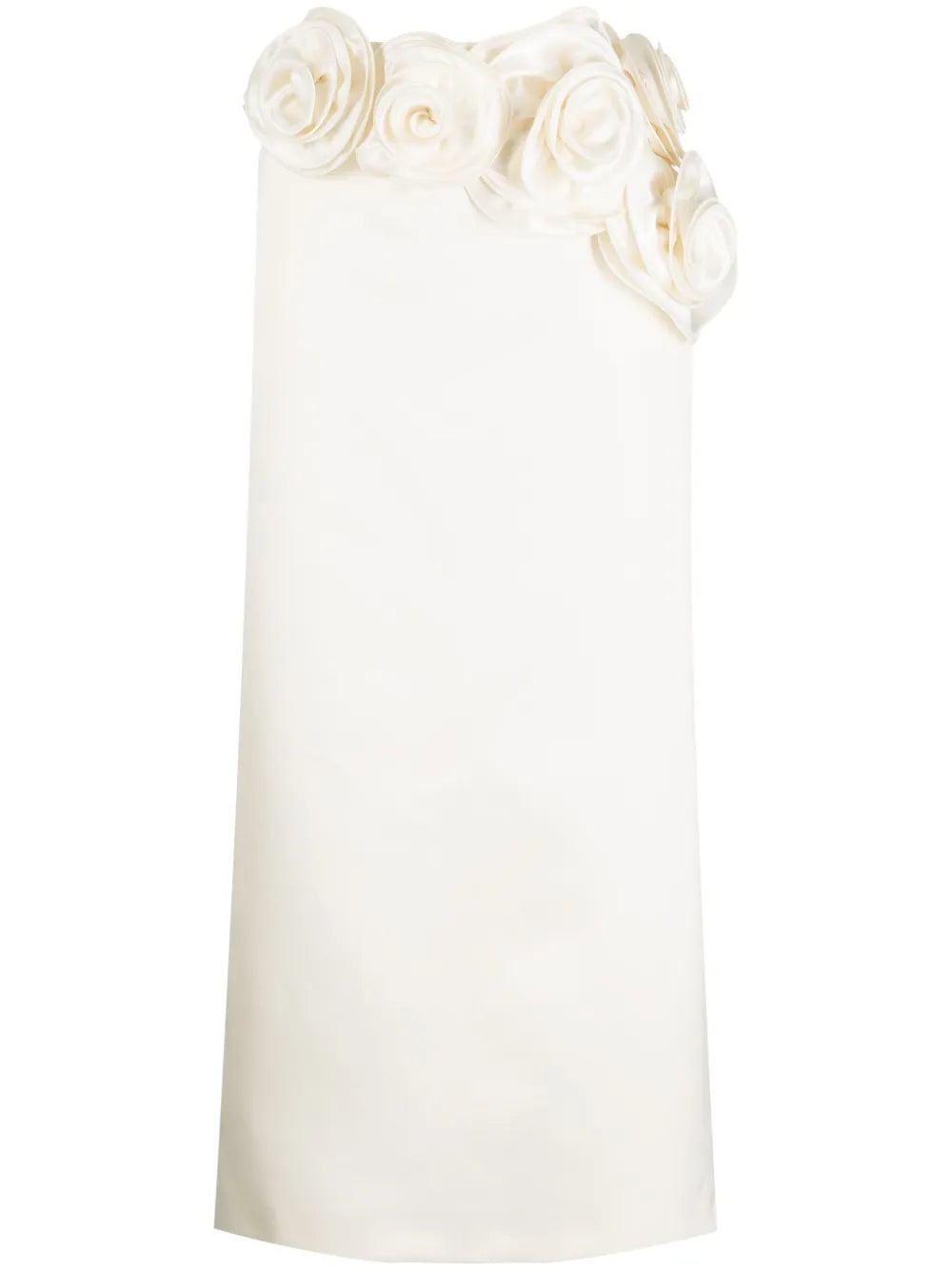 Floral-Appliqué Silk Midi Skirt