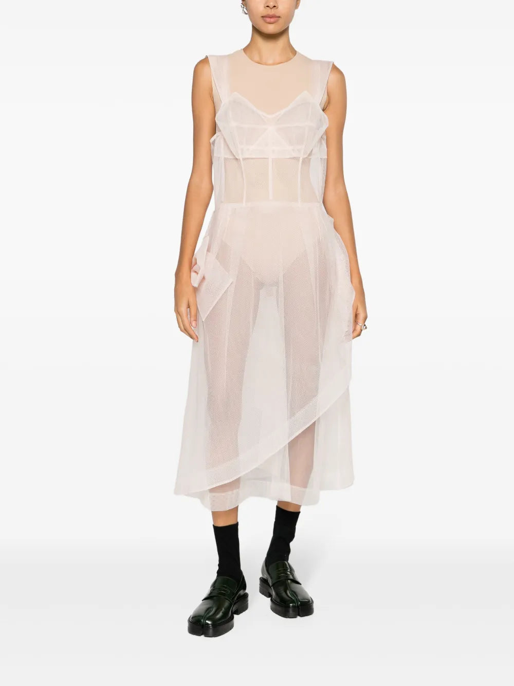 Bow-Detail Tulle Midi Dress