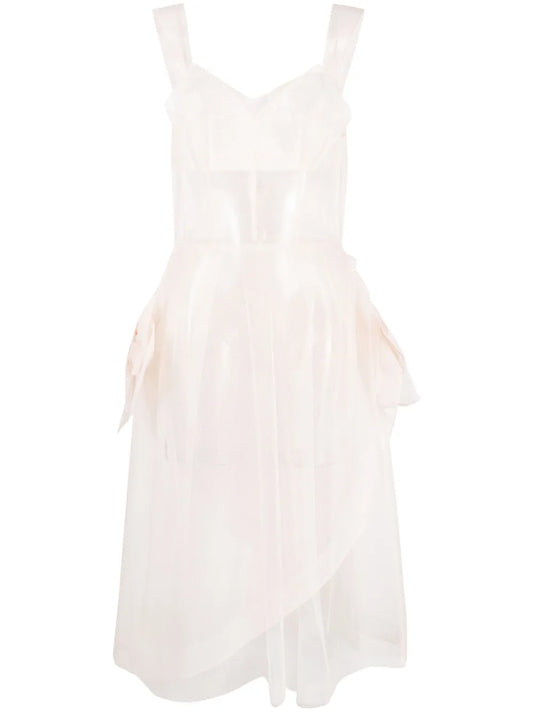 Bow-Detail Tulle Midi Dress