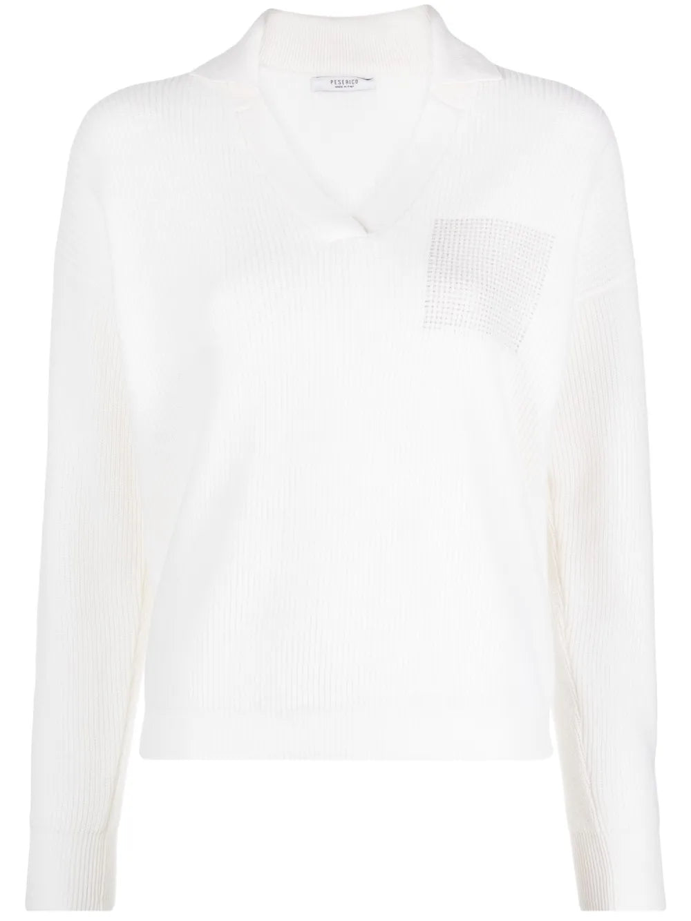 Rhinestone-Detail Ribbed-Knit Jumper