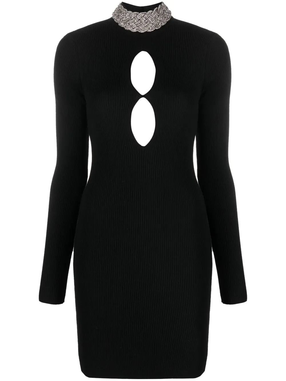Cut-Out Ribbed-Knit Minidress