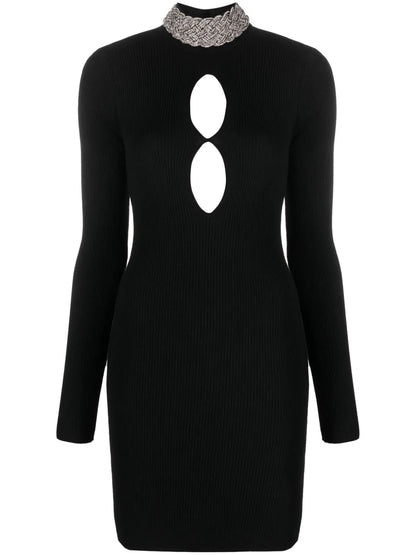 Cut-Out Ribbed-Knit Minidress