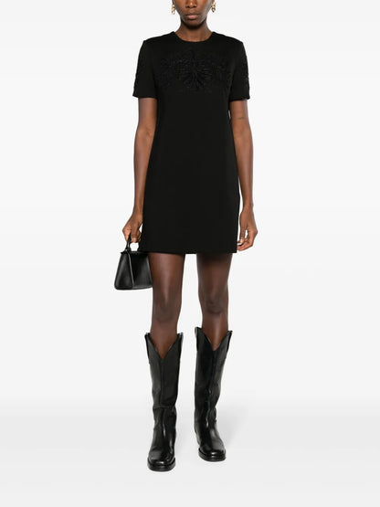 Bead-Embellished Short-Sleeve Minidress