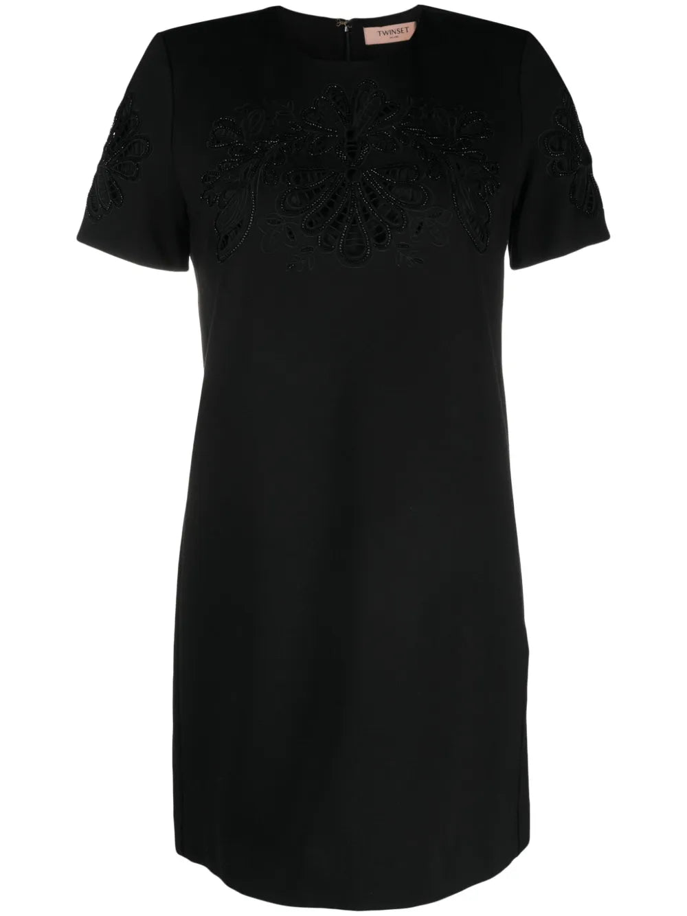 Bead-Embellished Short-Sleeve Minidress