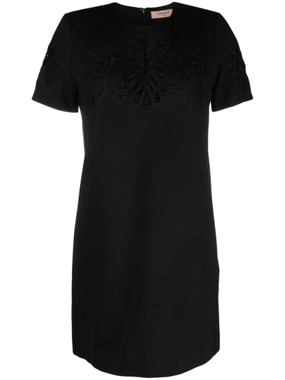 Bead-Embellished Short-Sleeve Minidress