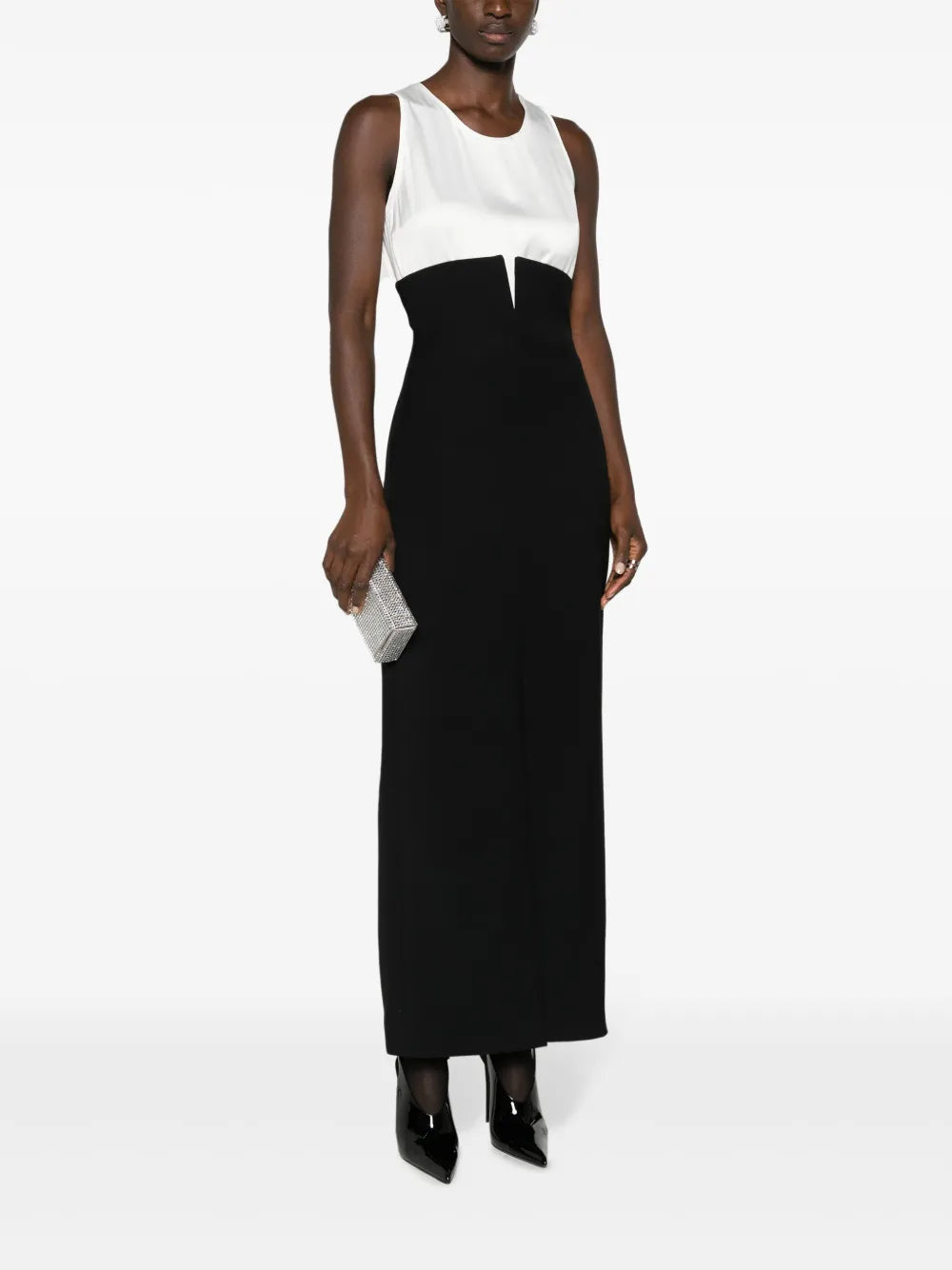 Aria Two-Tone Crepe Maxi Dress