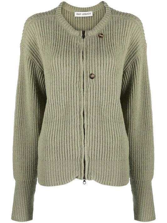 Zip-Up Virgin Wool Cardigan