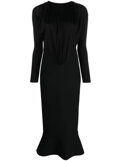 Alette Draped Fluted Maxi Dress