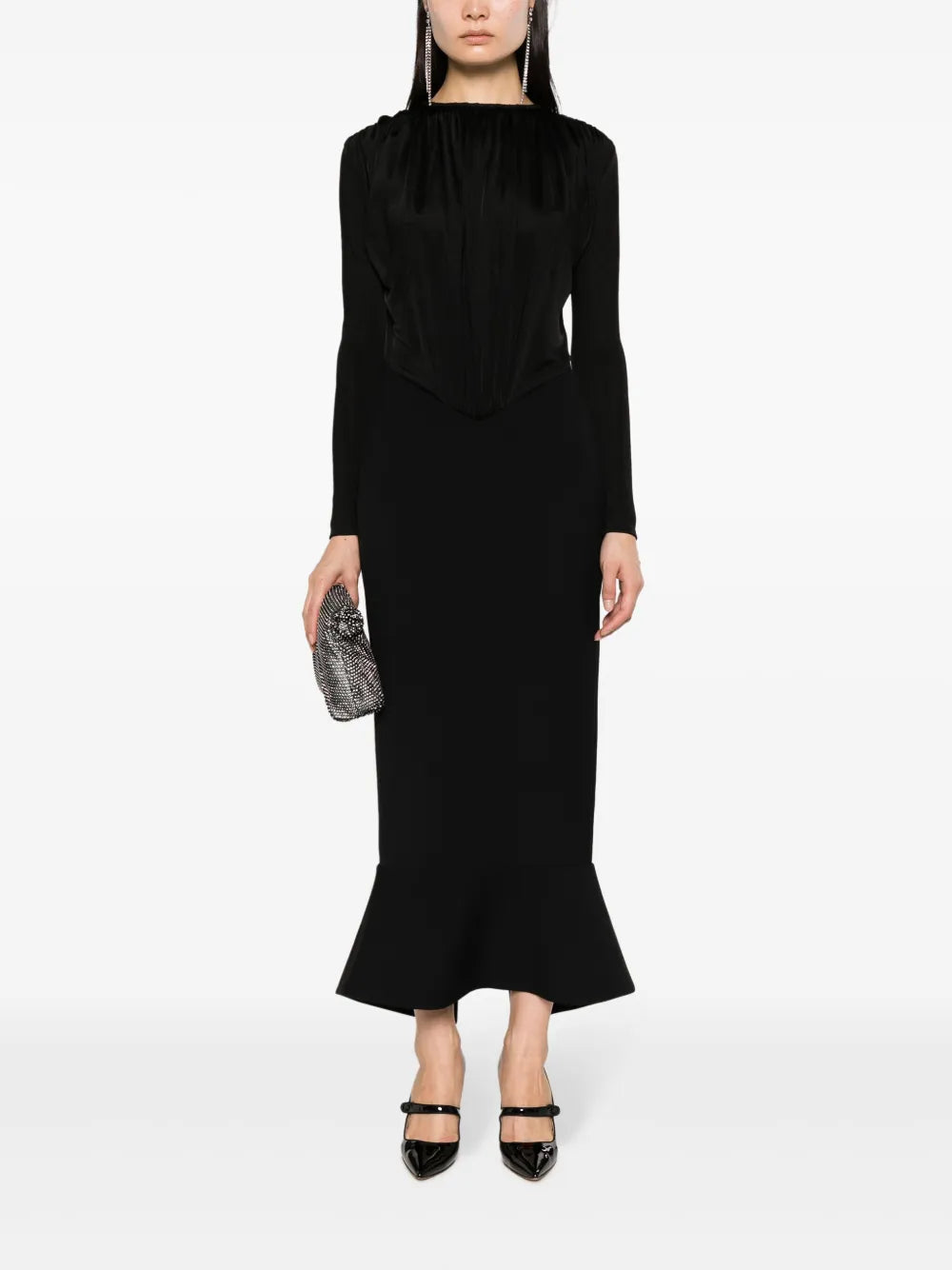 Alette Draped Fluted Maxi Dress