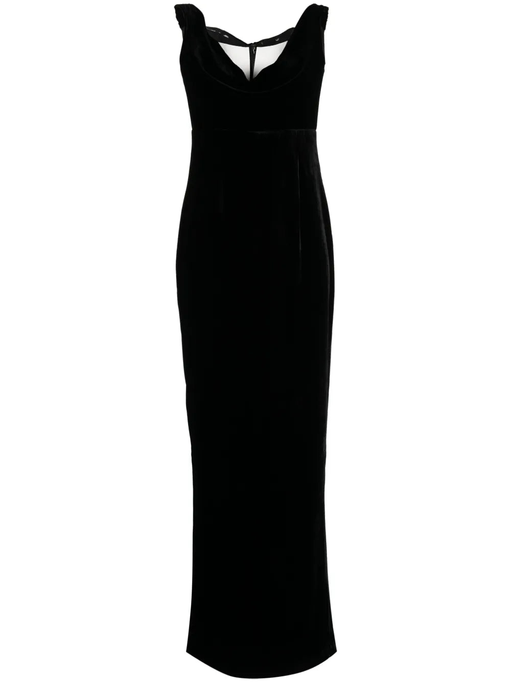 Cowl-Neck Velvet-Effect Midi Dress