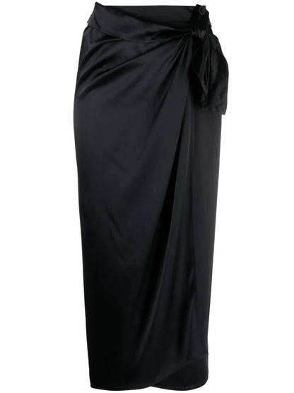 Draped Satin Wrap Skirt