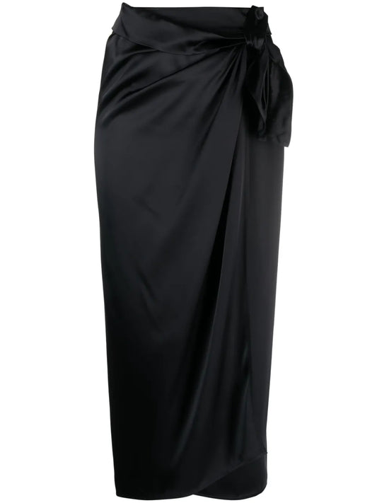 Draped Satin Wrap Skirt