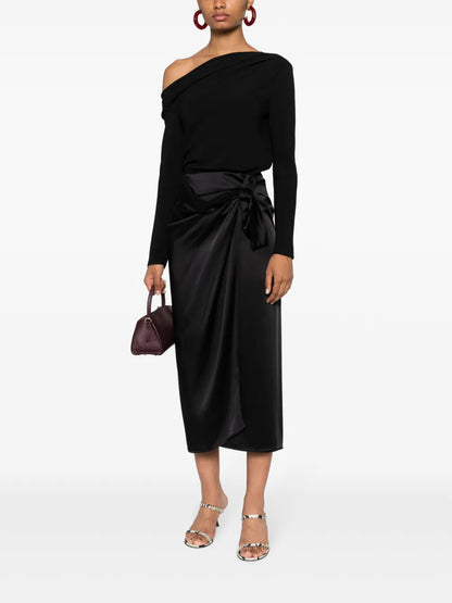 Draped Satin Wrap Skirt