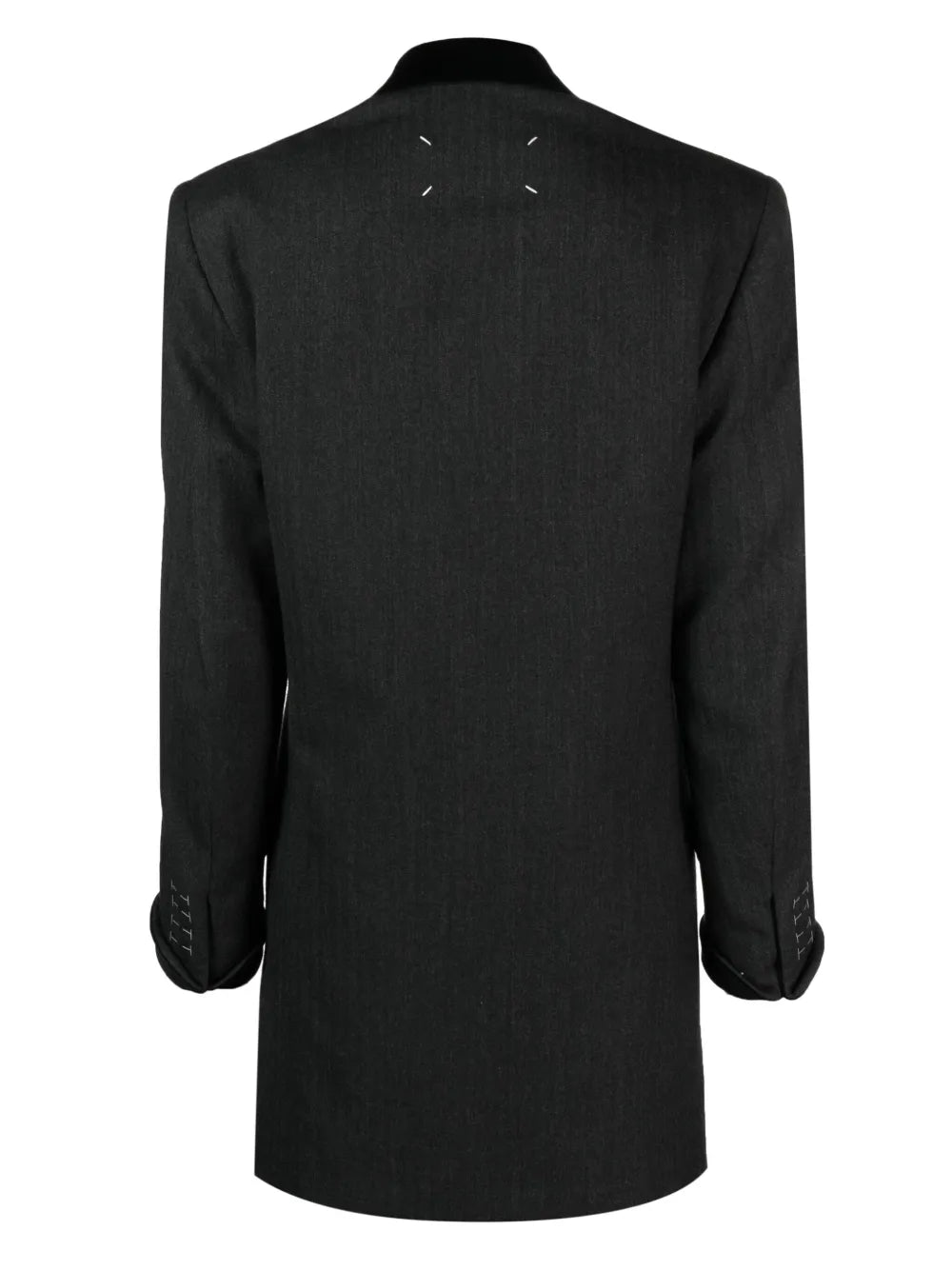 Velvet-Trim Wool Single-Breasted Coat