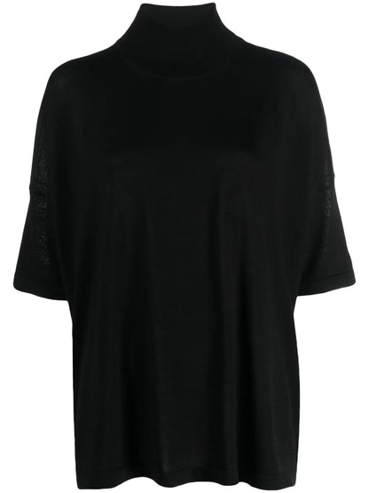 High-Neck Fine-Knit Top