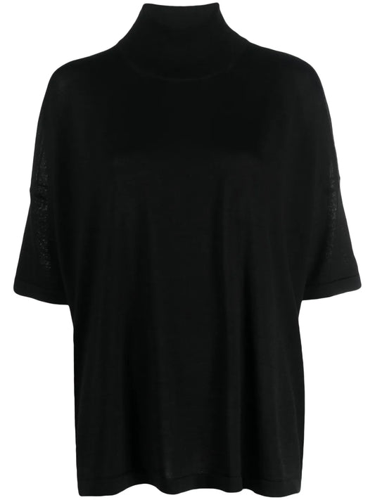 High-Neck Fine-Knit Top
