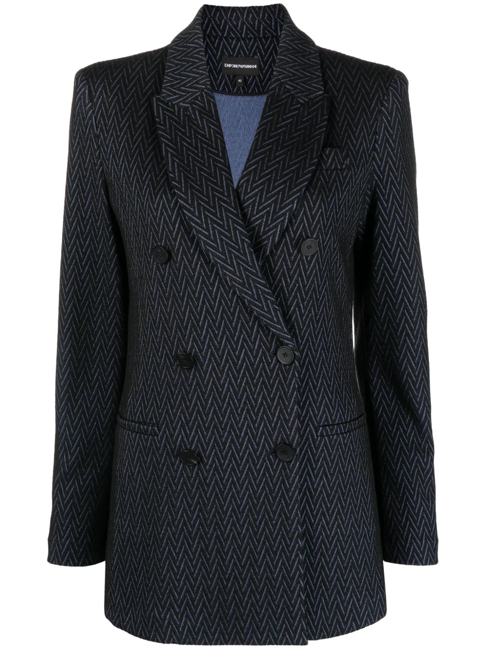 Double-Breasted Herringbone Blazer