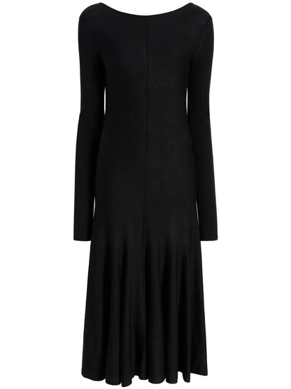 Scoop-Back Virgin-Wool Midi Dress