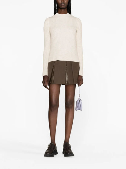 Mock-Neck Ribbed-Knit Top